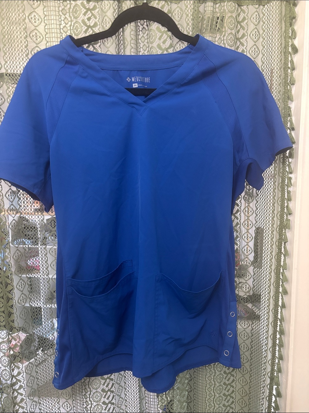 Med Couture Women's Short Sleeve Scrub Top in Royal Blue